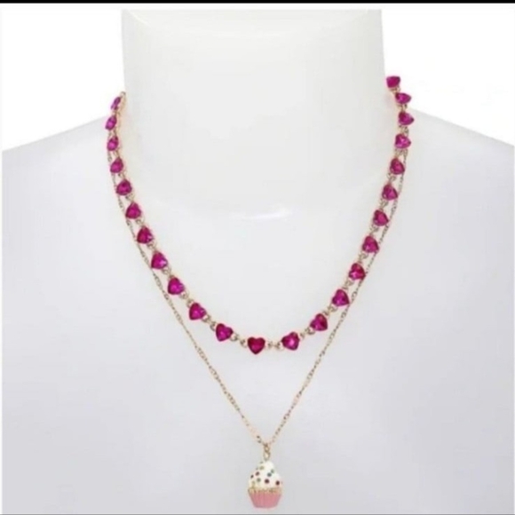 Betsey Johnson Jewelry - Betsey Johnson Sweetheart Cupcake Layered Short Multi-Strand Necklace! NWT!